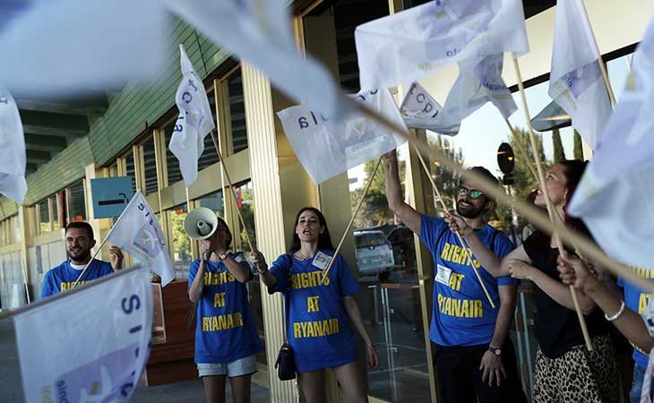 Manifestantes en la pasada huelga contra Ryanair