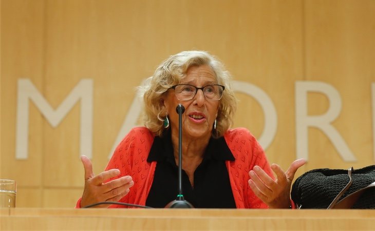 Manuela Carmena durante una comparerencia ante los medios en el Ayuntamiento de Madrid