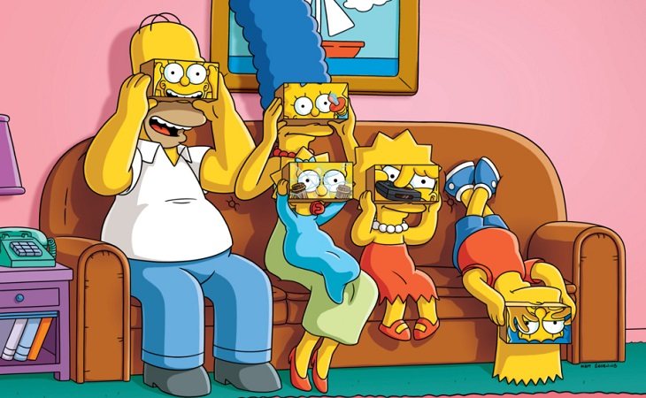 La familia Simpson en su mítico sofá