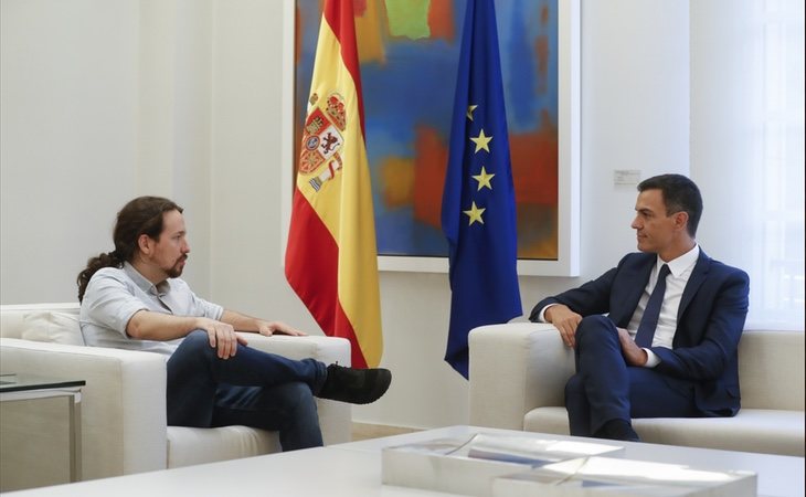 Pablo Iglesias y Pedro Sánchez reunidos en La Moncloa