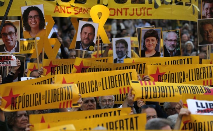 Manifestación en Barcelona a favor de la liberación de los políticos independentistas