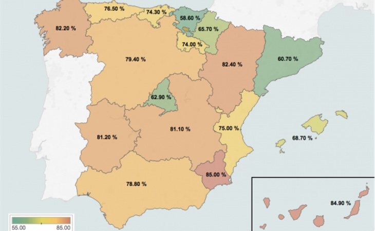 Católicos por CCAA en 2012