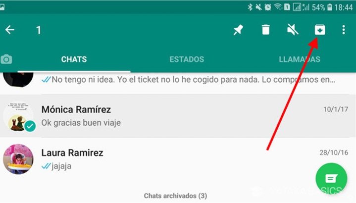 'Archivar' aparece en Android en la parte superior derecha