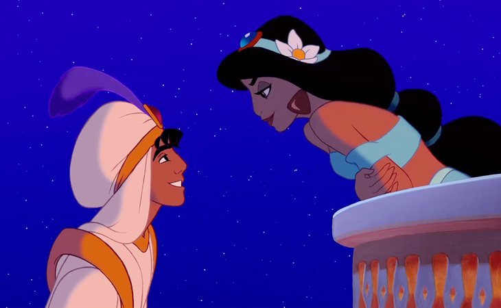 Aladdin y Jasmine se enamoran a primera vista