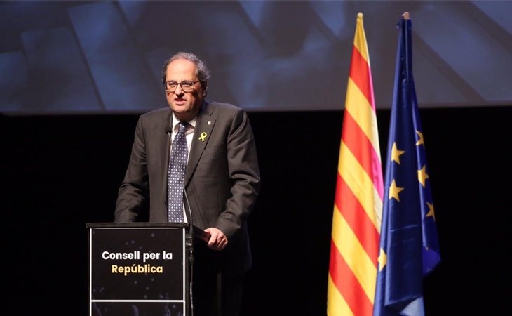 La presentación en Bruselas de Consell per la República fue liderada por Torra y Puigdemont