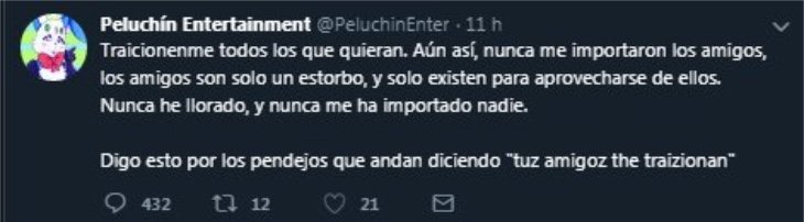 Así hablaba Peluchín en su perfil de Twitter
