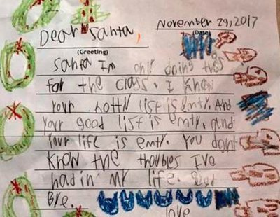 La terrible carta de un niño descontento con Papá Noel: "Tu vida está vacía"