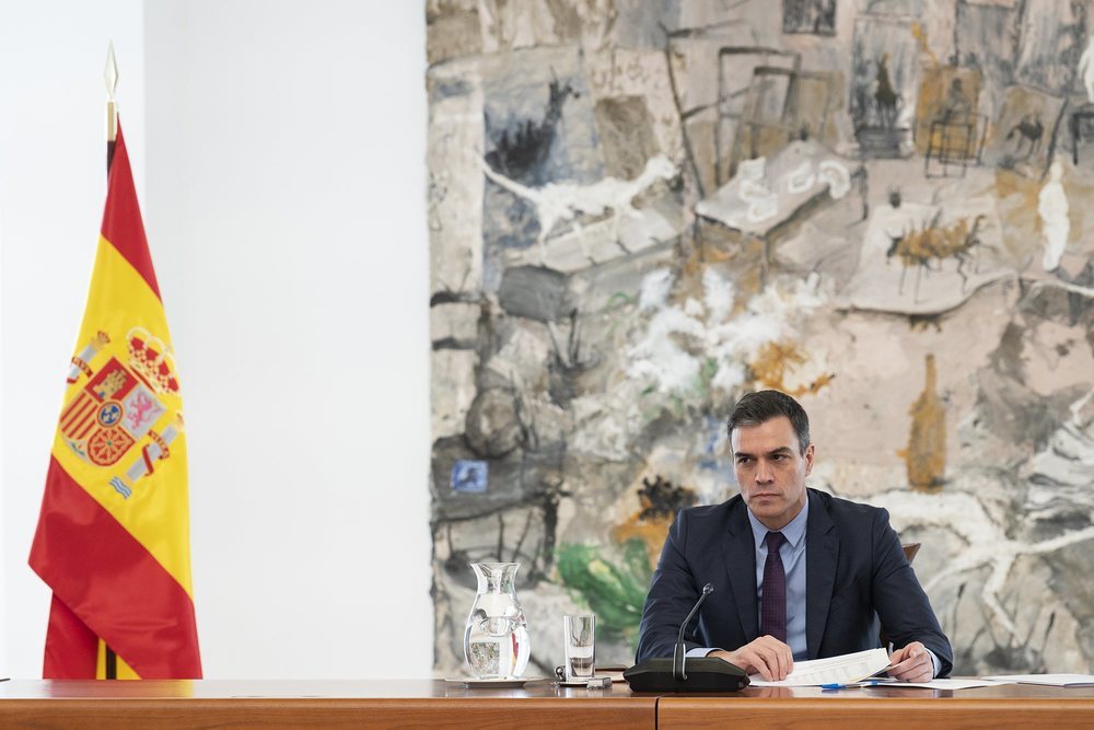 Pedro Sánchez, durante la reunión del Comité Técnico sobre el coronavirus