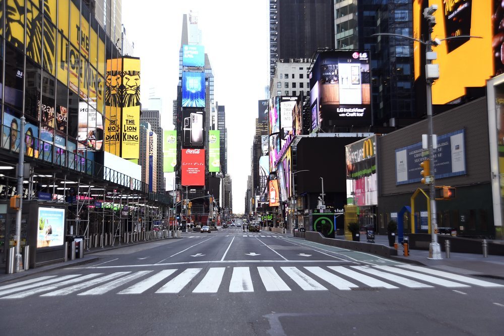 Times Square, vacío por la cuarentena en Nueva York