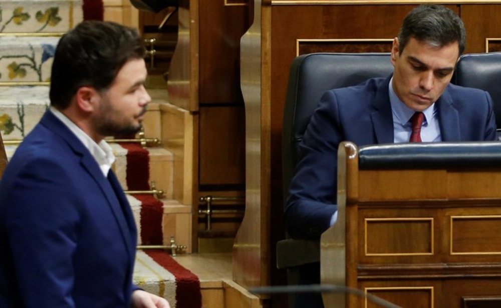 Gabriel Rufián y Pedro Sánchez en el Congreso de los diputados