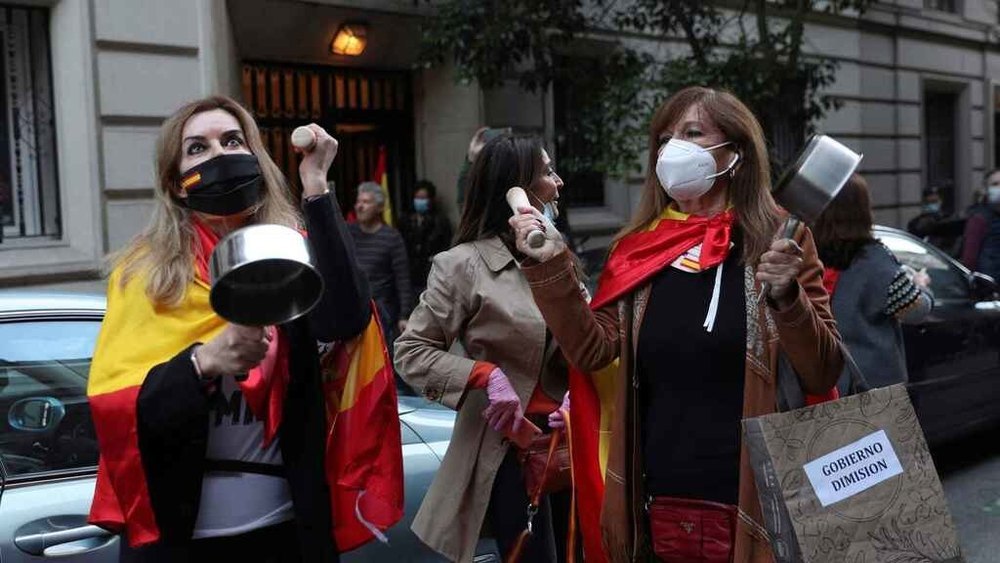 Protestas en contra del confinamiento en el barrio Salamanca