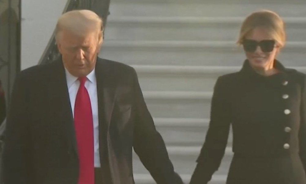 Donald Trump, durante su salida junto a Melania