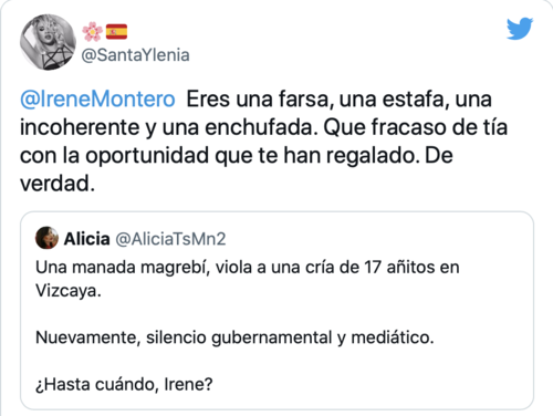 Ylenia Padilla ataca a Irene Montero a través de Twitter