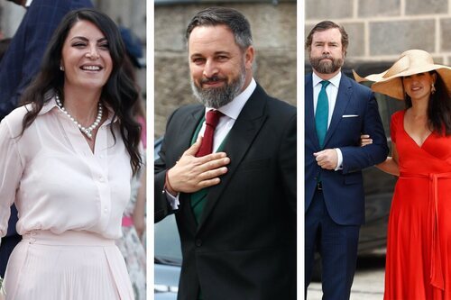 Macarena Olona, Santiago Abascal, Iván Espinosa de los Monteros y Rocío Monasterio, en la boda de Javier Ortega Smith