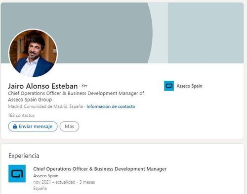 Linkedin de Jairo Alonso, ex de Isabel Díaz Ayuso