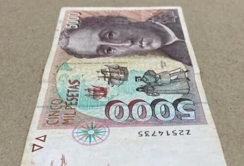 Billete de 5.000 pesetas con data del 12 de octubre de 1992