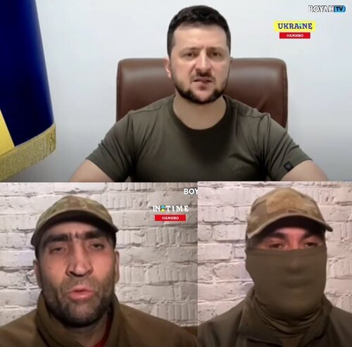 Volodímir Zekenski intervino en el parlamento griego con dos combatientes del neonazi Batallón Azov