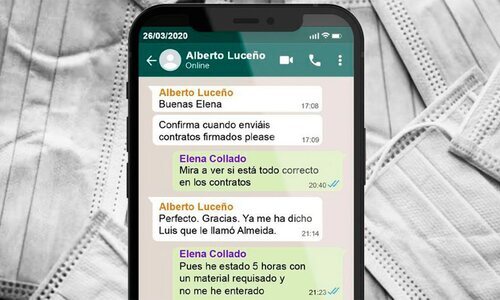 Captura de la conversación entre Luceño y la responsable de compras de Madrid