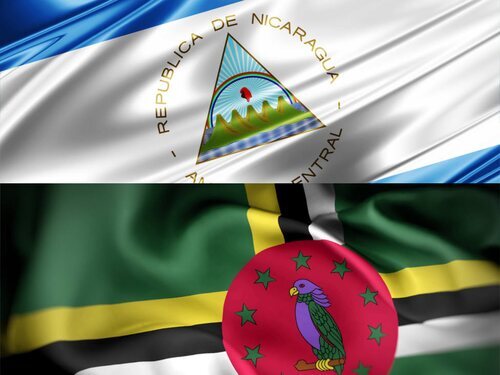 Banderas de Dominica y Nicaragua