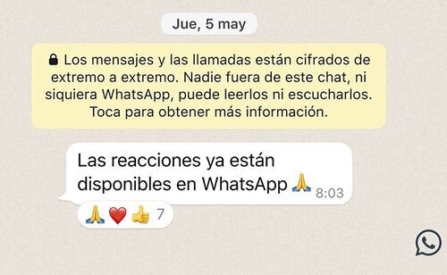 Reacciones de WhatsApp