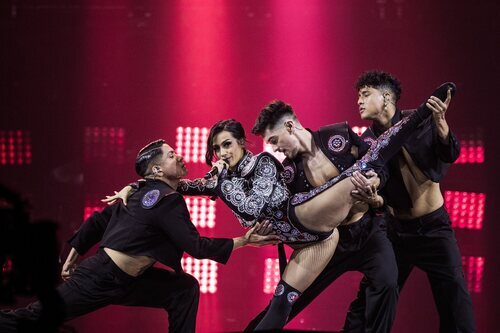 Chanel Terrero durante su primer ensayo de Eurovisión