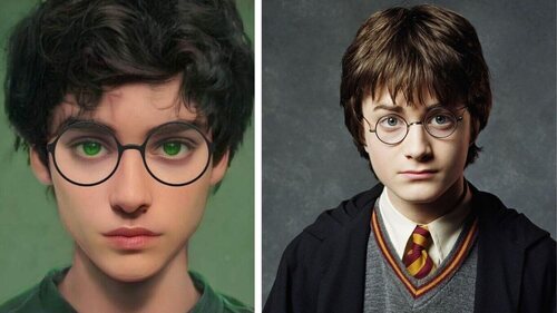 Harry Potter in the books, played by Daniel Radcliffe in the movies