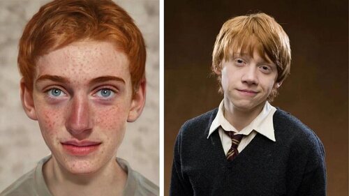 Ron Weasley in the books, played by Rupert Grint in the movies