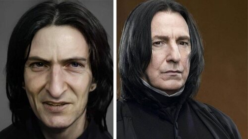 Severus Snape en los libros, interpretado por Alan Rickman en las películas