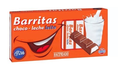 Barritas chocolate leche Hacendado