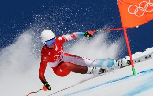 La esquiadora alpina suiza Corinne Suter EN LOS Juegos Olímpicos de Invierno en Pekín