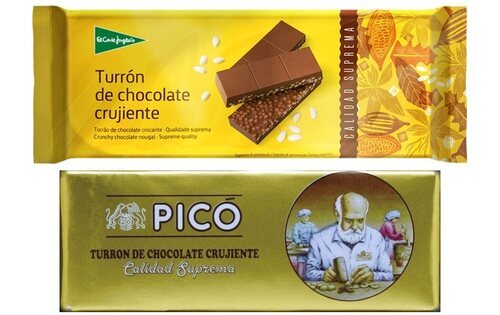 Turrón de chocolate crujiente El Corte Inglés y Turrón de chocolate crujiente Picó