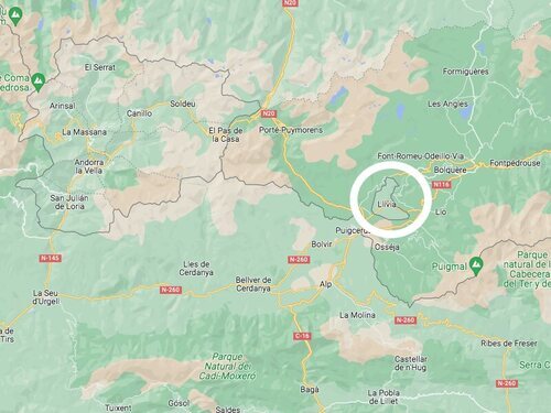 Ubicación del enclave de Llívia dentro de Francia