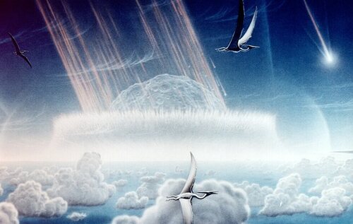 Una ilustración de cómo pudo haber sido el impacto del asteroide
