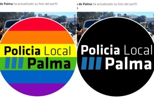 Avatar del logo de la Policía Local de Palma con la bandera LGTBI en Twitter