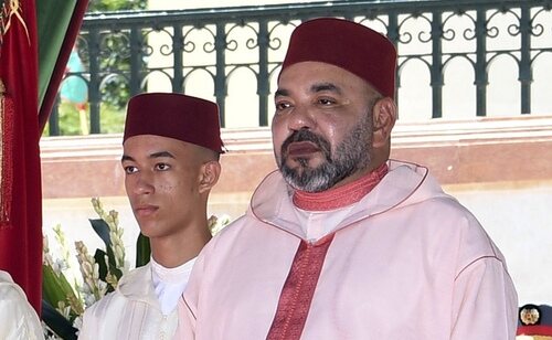 El príncipe heredero de Marruecos, Mulay Hasán y su padre, el rey Mohamed VI