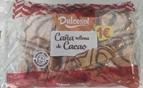 Producto afectado por la alerta alimentaria, Caña Rellena de Cacao Dulcesol