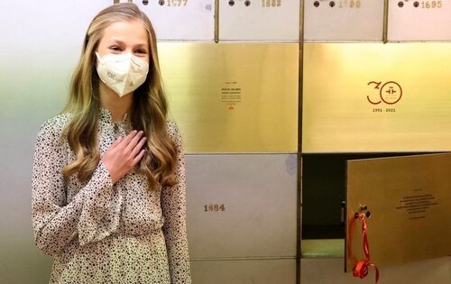 Primer acto en solitario de la Princesa Leonor en el Instituto Cervantes durante la pandemia del coronavirus