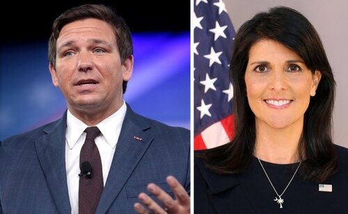 Ron DeSantis y Nikki Haley, candidatos del Partido Republicano