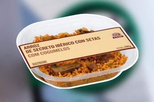 Arroz Hacendado con secreto ibérico y setas  de Mercadona