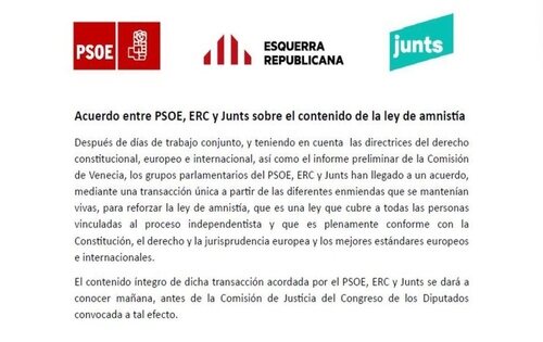 Acuerdo PSOE, Junts y ERC