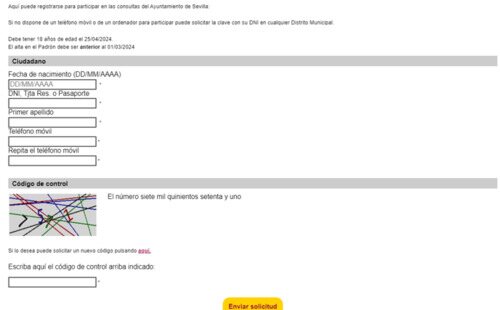 Formulario para votación en el referendum de la Feria de Sevilla