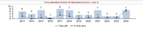 Víctimas de violencia vicaria desde 2013 hasta 2024