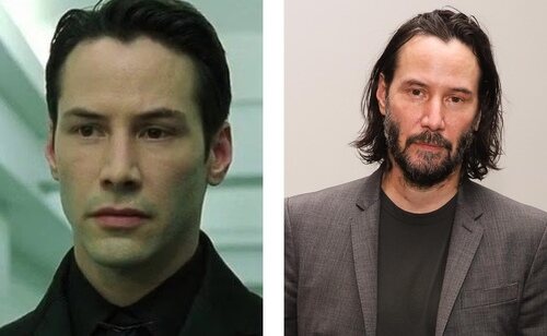 Keanu Reeves en Matrix y en la actualidad