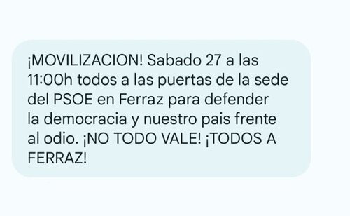 La convocatoria también se está difundiendo por SMS y WhatsApp