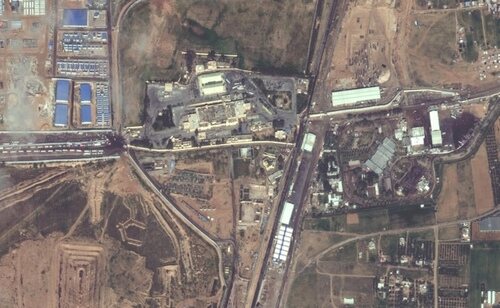 Vista aérea del paso fronterizo de Rafah con Egipto