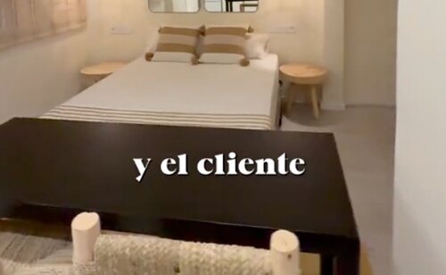 Imagen del comedor y dormitorio completamente juntos
