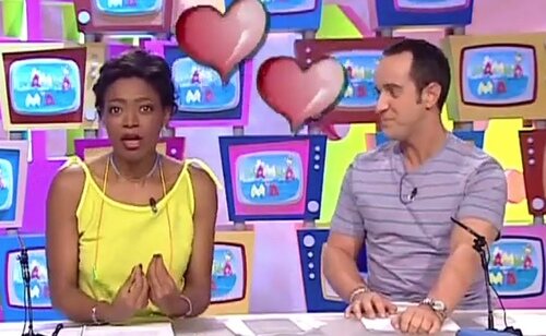 Víctor Sandoval junto a Francine Gálvez en Mamma Mía de Telemadrid