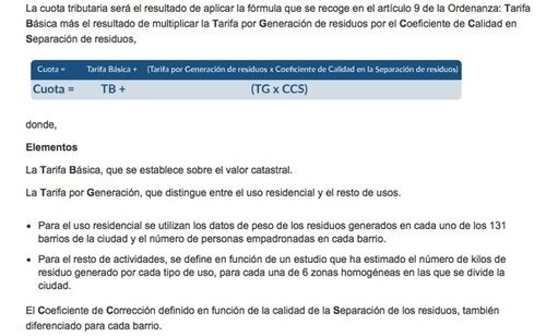 Tasa de Gestión de Residuos, Cuota