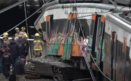 Escena del impacto del tren en Gelida.