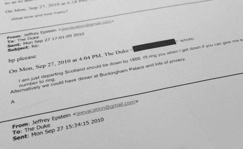 Intercambios de correos entre Andrés y Jeffre Epstein en los que califica al ex príncipe como El Duque